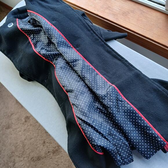 Iris Basic Black Double Breasted Peacoat Juniors M Repaired Vintage Y2K skirted - Picture 3 of 16